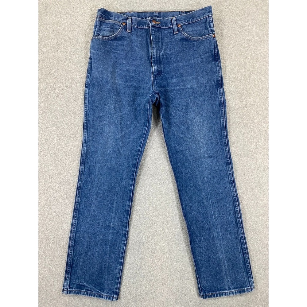 Wrangler Cowboy Cut Slim Fit Jeans Mens 36x33 (Fits 34x32) Medium Wash 936DEN